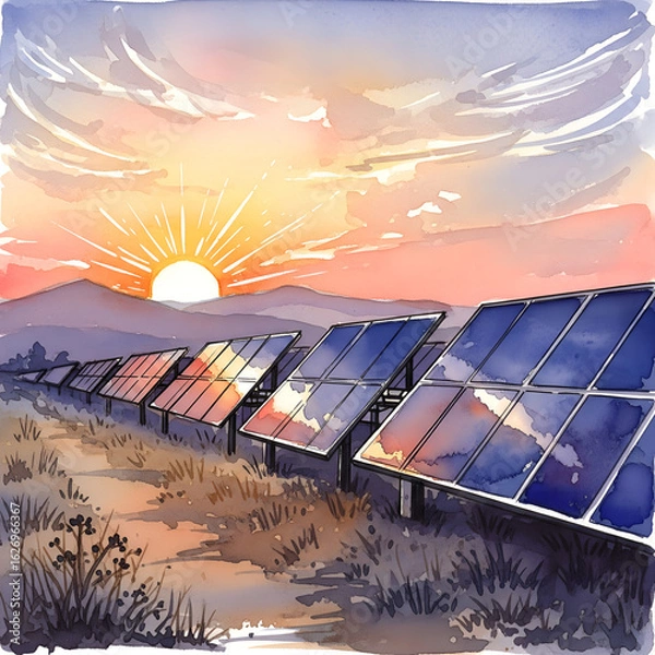 Obraz Sunset solar field
