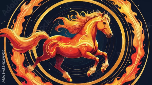 Obraz Dynamic Fire Horse with Flames