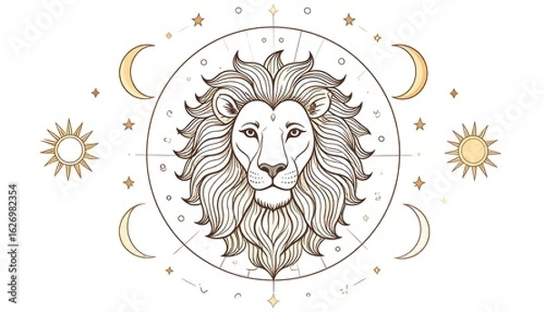 Obraz Lion's head surrounded by celestial symbols