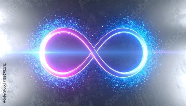 Fototapeta Infinity symbol, vibrant neon glow, abstract background