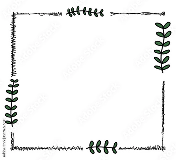 Fototapeta square border frame with leaves.