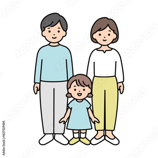 Obraz 若い家族の全身イラスト素材