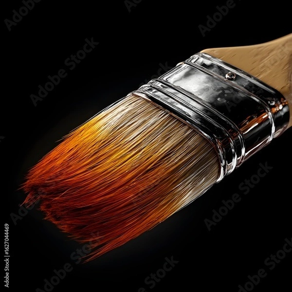 Fototapeta High-Quality 3D Render of Floating Paint Brush – Clean Black Background for Creative & Design Branding