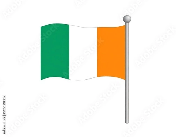 Obraz Irish flag waving on a pole