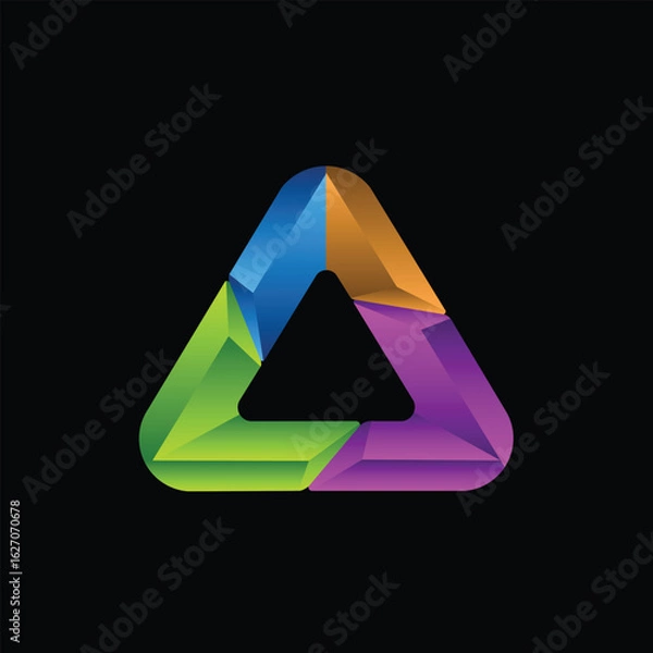 Obraz Triangle 3D Geometric Colorful Media Technology Design Template Logo