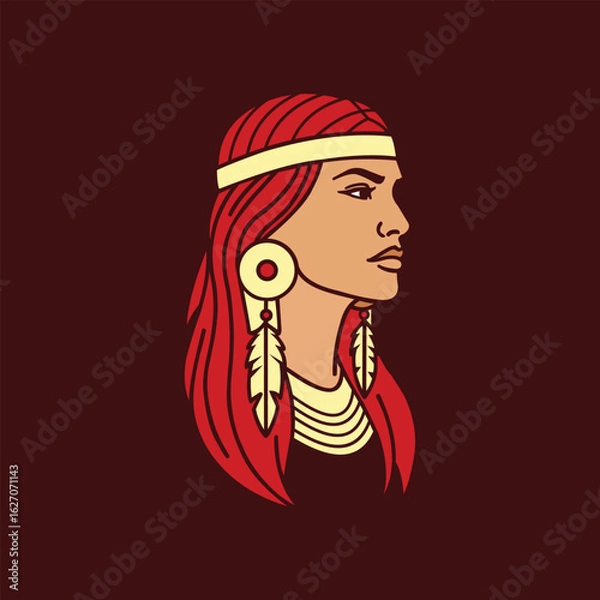 Obraz Woman Native Apache Illustration Creative Design Template Logo