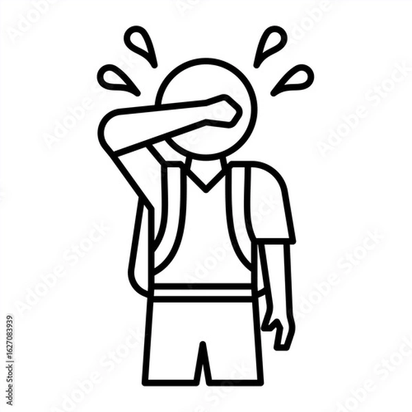 Fototapeta Outline metaphor icon showing emotional tension, mental pressure, and learning struggle related to school stress and student burnout