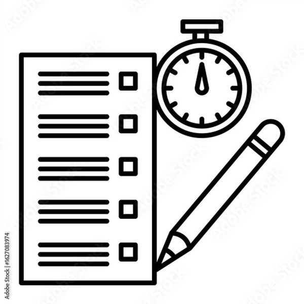 Fototapeta Outline metaphor icon showing emotional tension, mental pressure, and learning struggle related to school stress and student burnout
