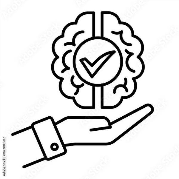 Fototapeta Outline metaphor icon showing emotional tension, mental pressure, and learning struggle related to school stress and student burnout