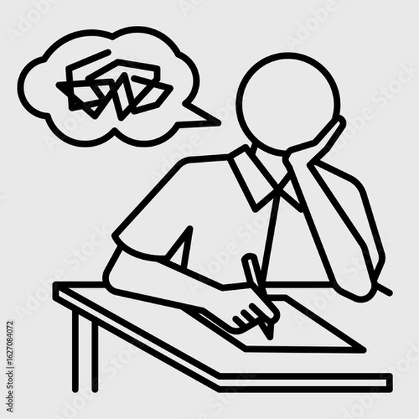 Fototapeta Outline metaphor icon showing emotional tension, mental pressure, and learning struggle related to school stress and student burnout