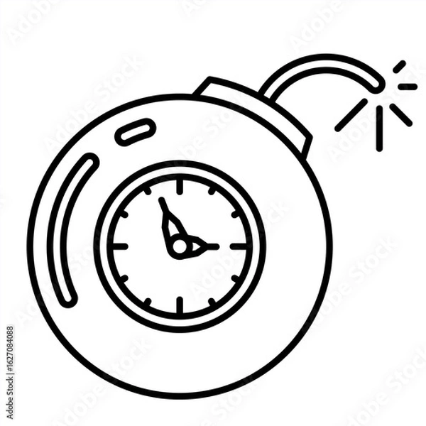 Fototapeta Outline metaphor icon showing emotional tension, mental pressure, and learning struggle related to school stress and student burnout