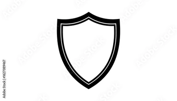 Obraz Simple black shield emblem on white background