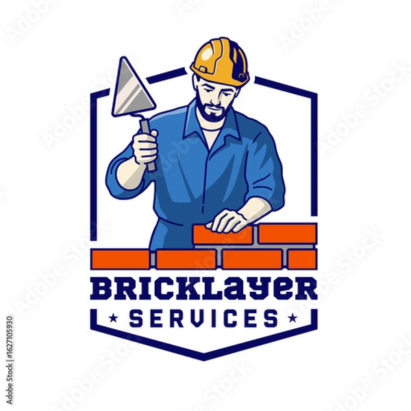 Obraz Bricklayer at Work – Professional Masonry Craftsmanship