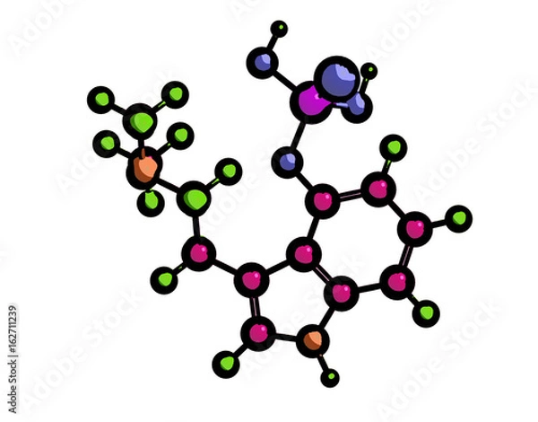 Fototapeta Molecular structure of Psilocybin, 3D rendering
