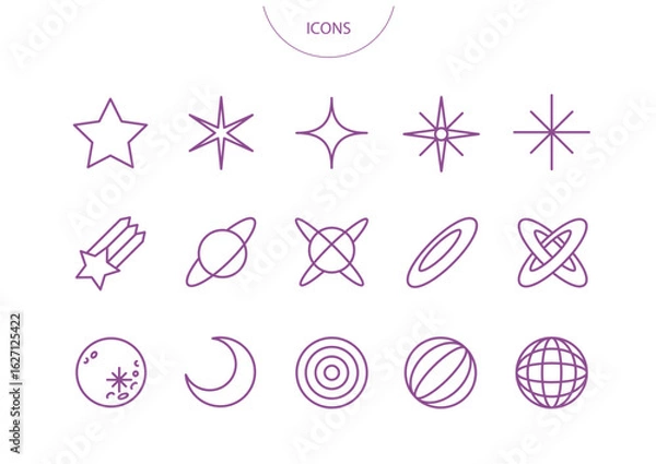 Obraz 星 宇宙　アイコン ピクトグラム　ベクター イラスト　セット