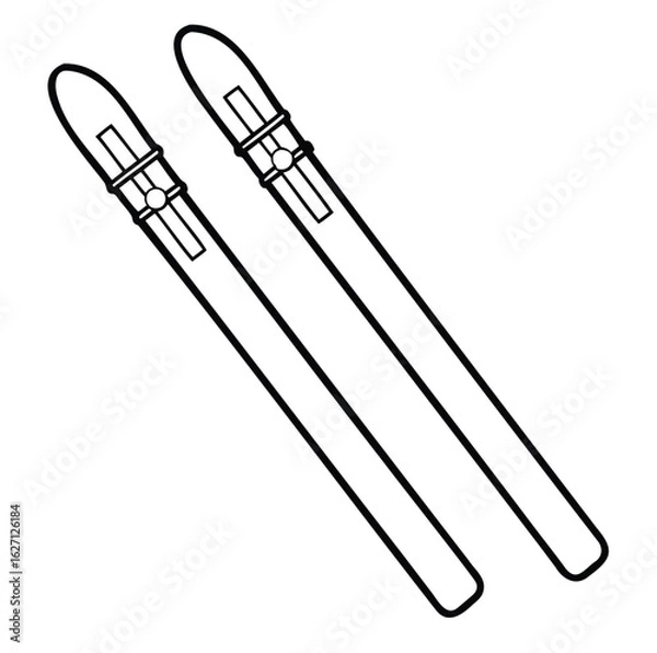 Fototapeta Skis Outline Vector on White Background