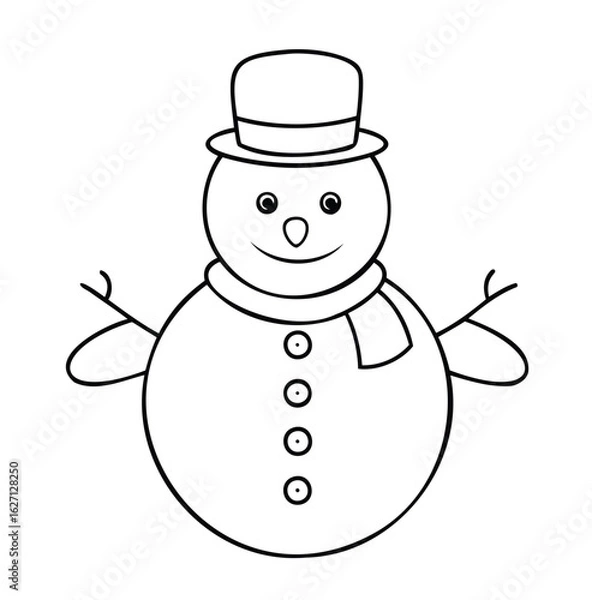 Fototapeta Snowman Outline Vector on White Background