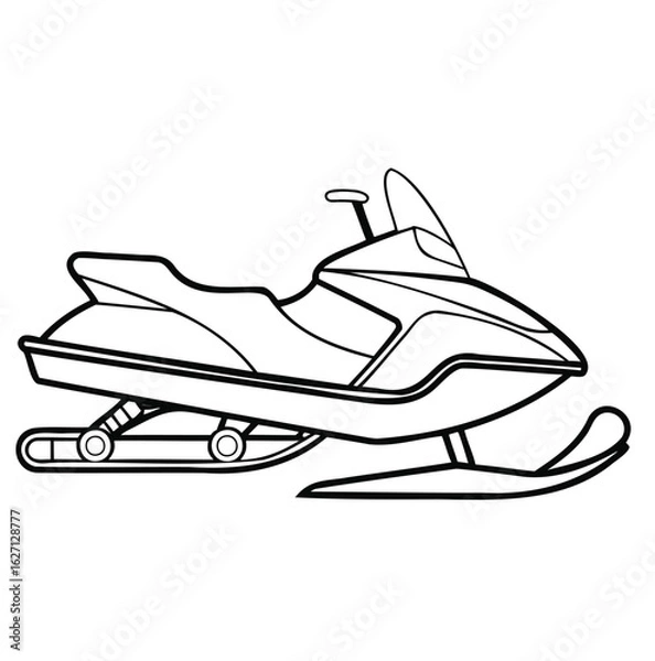 Fototapeta Minimal Snowmobile Outline Vector on White Background