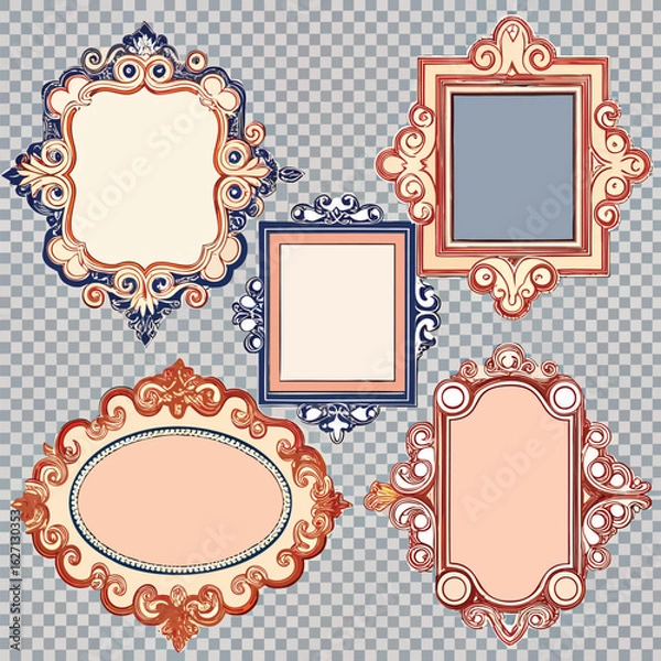 Fototapeta Blank frames template – outline vector on white background