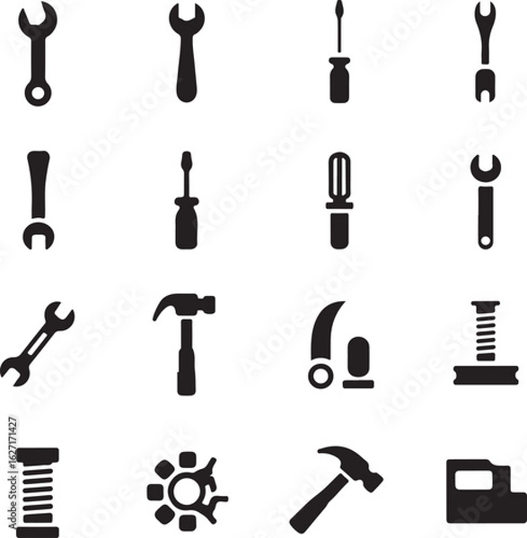 Obraz Abstract geometric shapes with vibrant color accents and a distinctive silhouette design element