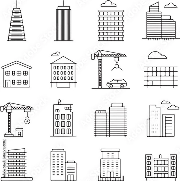 Obraz Abstract geometric shapes and lines with a bold red silhouette element