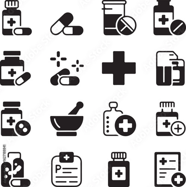 Obraz Abstract geometric pattern with bold red and blue shapes and a central silhouette in a striking design