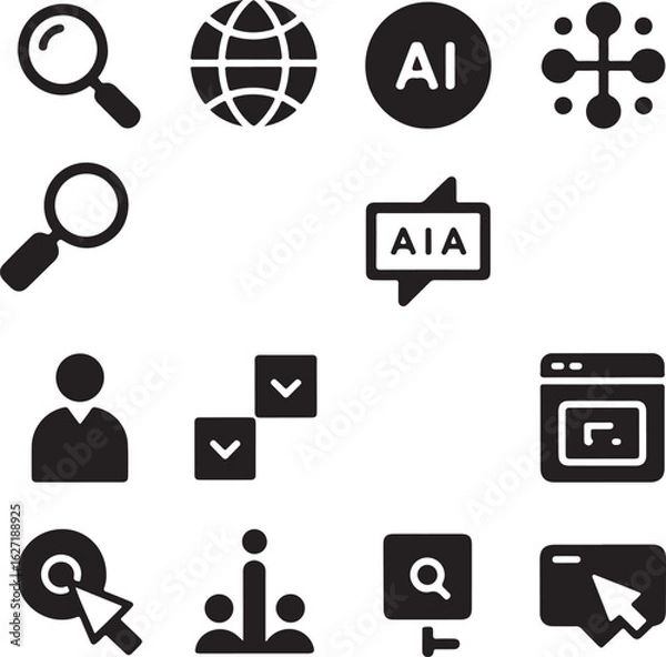 Obraz Abstract geometric pattern with vibrant color accents and silhouette element