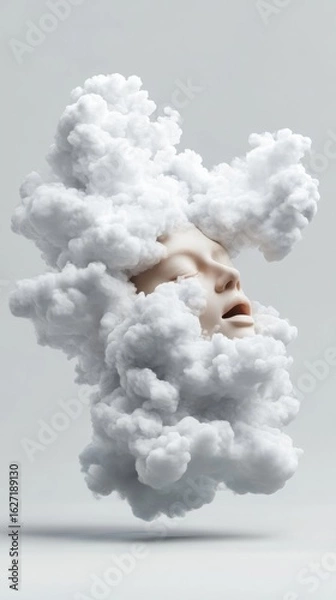 Fototapeta Woman's Face Surrounded by Clouds