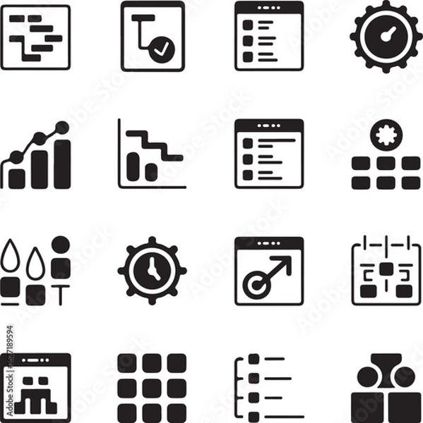 Obraz Abstract geometric pattern with vibrant color accents and silhouette design