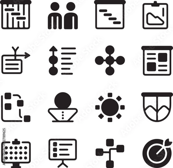 Obraz Abstract geometric pattern with vibrant color accents and silhouette element