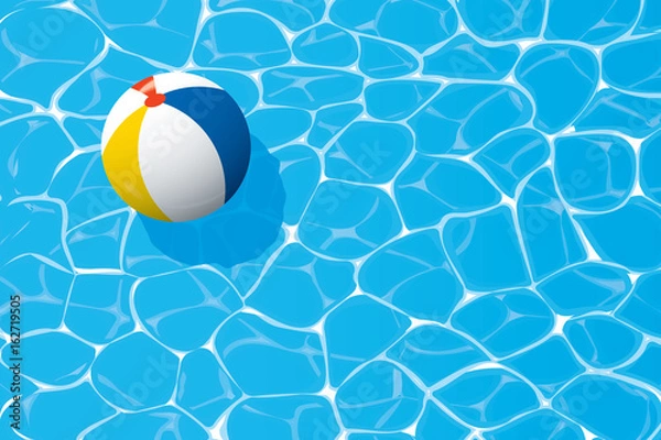 Obraz beach ball floating in a blue swimming pool. Summer background.
