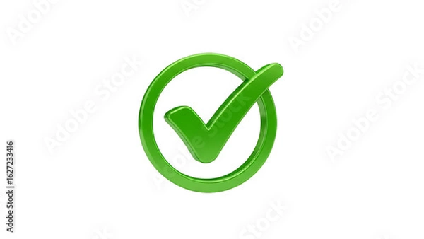 Obraz green check mark 3d illustration