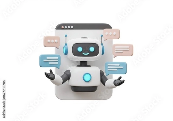 Fototapeta 3D Chatbot Illustration for Lead Generation and Customer Service