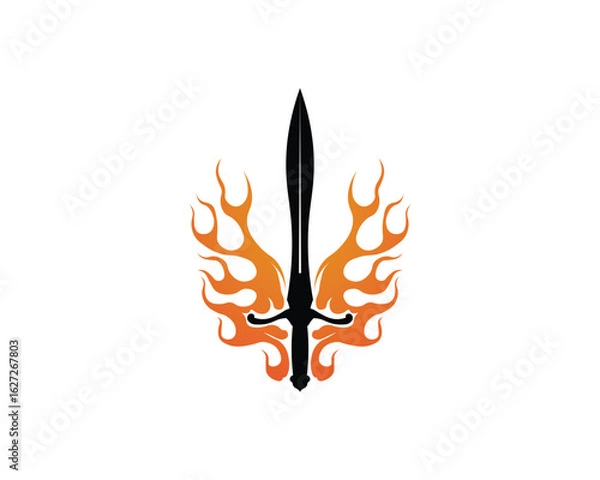 Fototapeta Cross swords icon flat. Simple vector symbol and bonus icon