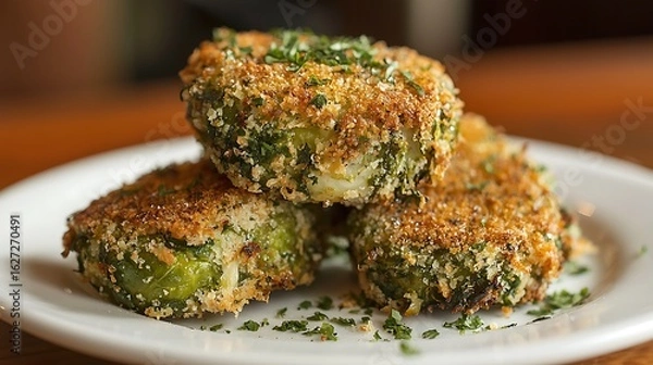 Obraz Breaded brussel sprouts dish plate