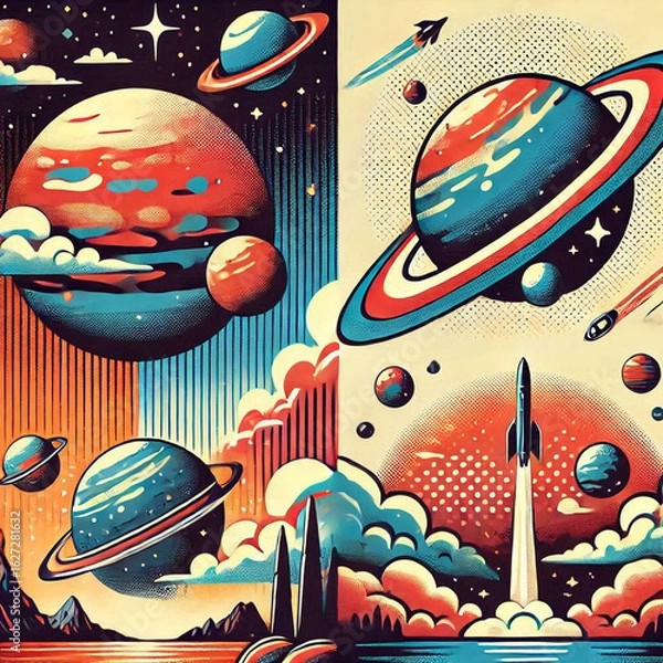 Fototapeta earth and moon, earth and space, planet earth and space, abstract vector illustration, abstract vector background, abstract vector background with colorful city, global business concept