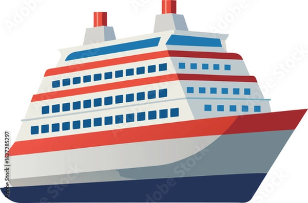 Fototapeta Side view of a cruise ship with visible decks