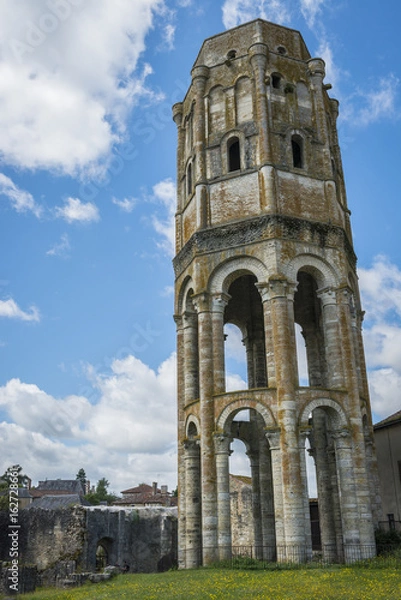 Obraz Tower and Wall of Abbey in Charroux