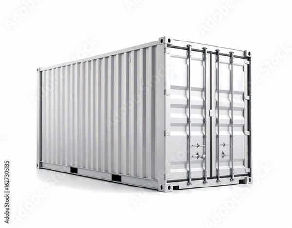 Fototapeta White shipping container cargo container intermodal container isolated