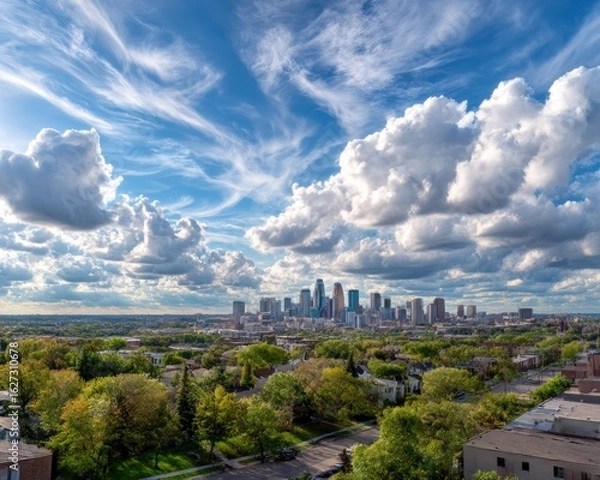Obraz Cityscape with dramatic clouds