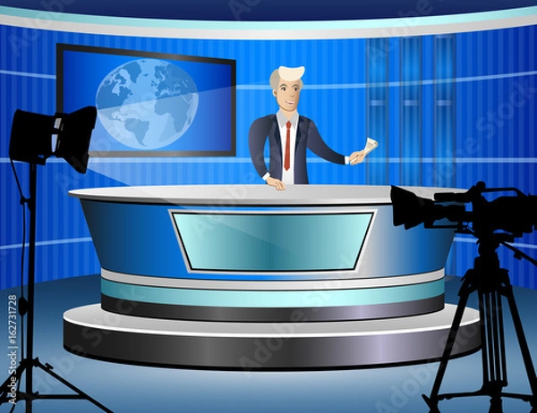 Obraz Journalist at work from tv studio