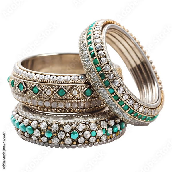 Fototapeta Traditional  platinum stone and gorgeous bangles with  isolated on transparent background