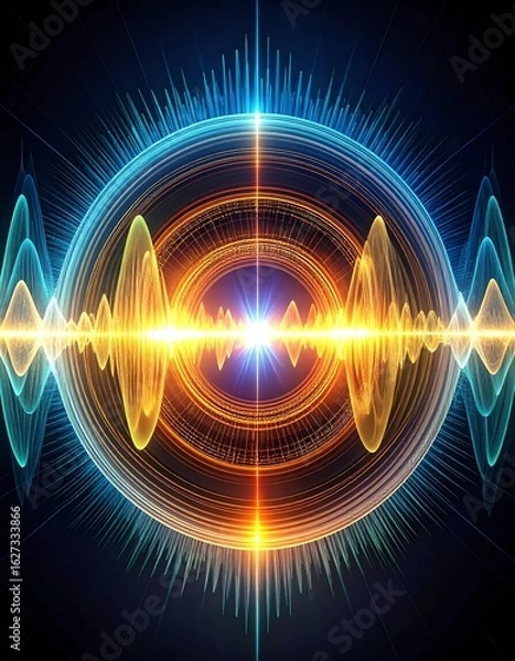 Fototapeta Abstract sound wave visualization in vibrant colors, representing energy and modern audio design.