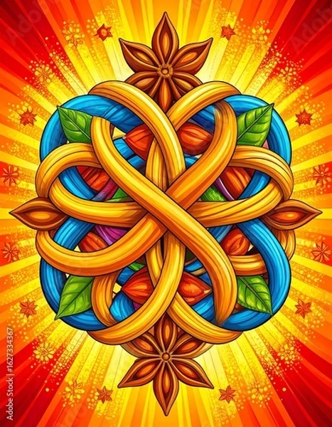 Fototapeta Vibrant abstract design featuring intricate patterns and bright colors, perfect for digital backgrounds and artwork.