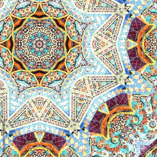 Fototapeta surface ceramic abstract kaleidoscope Pattern,For scrapbook, wallpaper, cases for smartphones, web background, print, surface texture, pillows, towels, linens, bags,ceramic,page