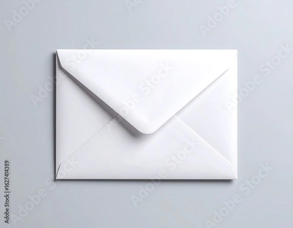 Fototapeta A plain white envelope on a light grey background