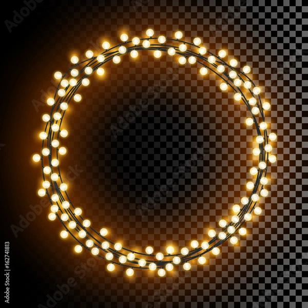 Obraz Glowing round vector lights wreath frame with transparent shine
