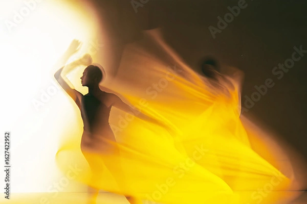 Fototapeta dance in the smoky golden light.