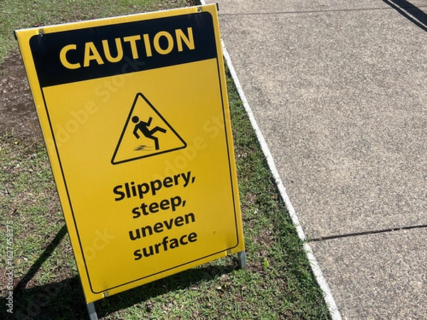 Fototapeta Caution sign slippery surface