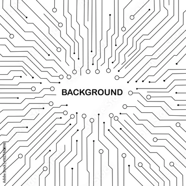 Obraz Geometric background and high tech circuit board connection system